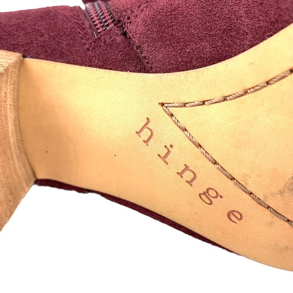 Nordstrom‎ HINGE 'Billy' Burgundy Suede Harness Zip Booties - Picture 3 of 11